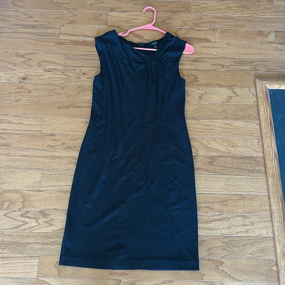 Ann Taylor Black Sheath Midi Dress V-Neck Sleeveless